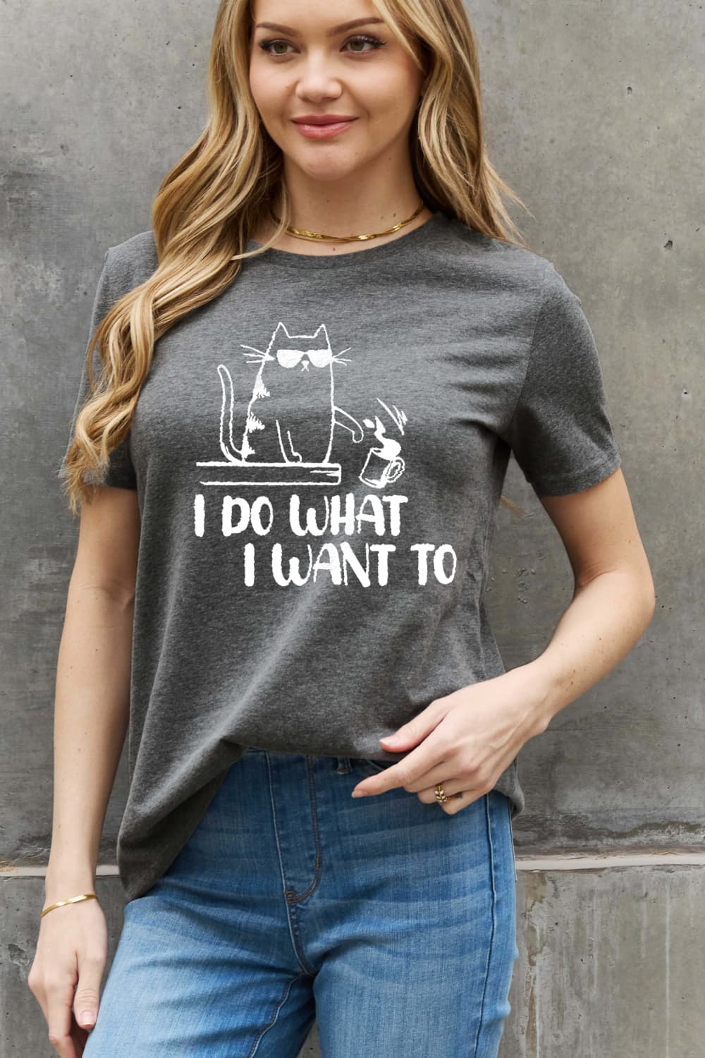 Full Size I DO WHAT I WANT TO Graphic Cotton Tee