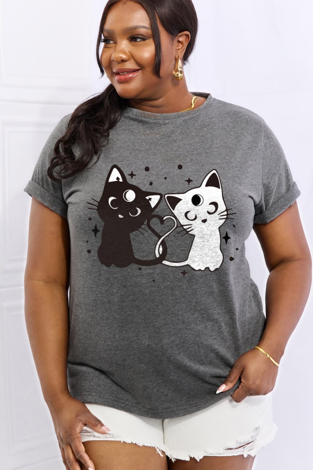 Full Size Cats Graphic Cotton Tee