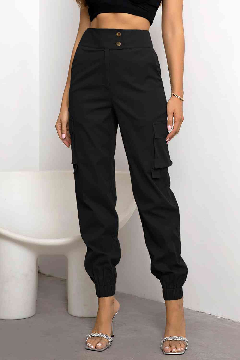 Pantalon cargo taille haute