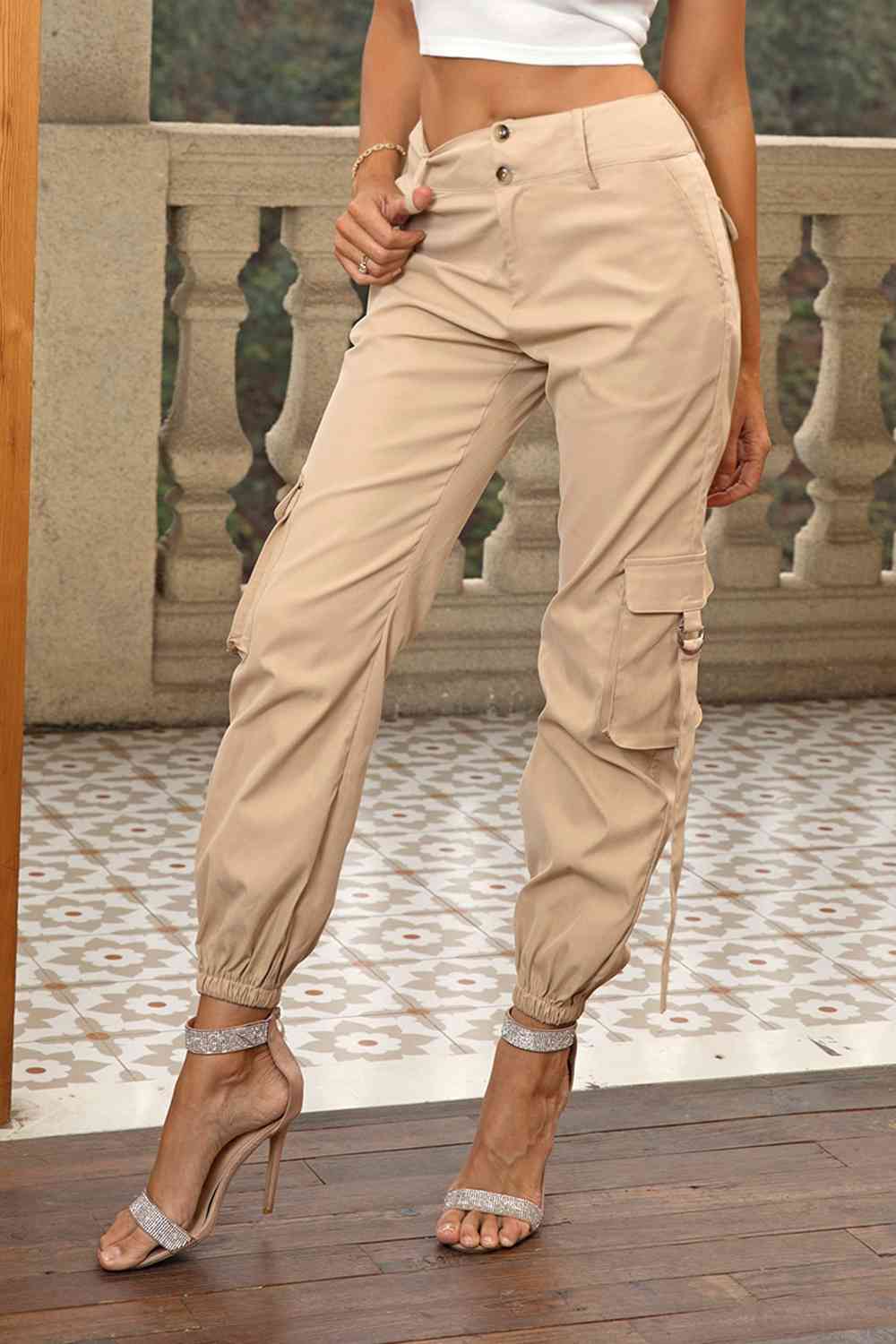 Pantalon cargo taille haute