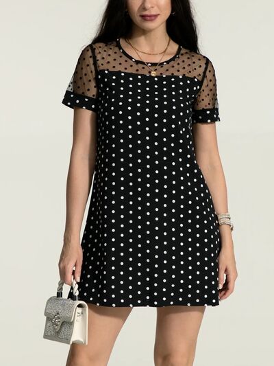 Polka Dot Short Sleeve Mini Dress