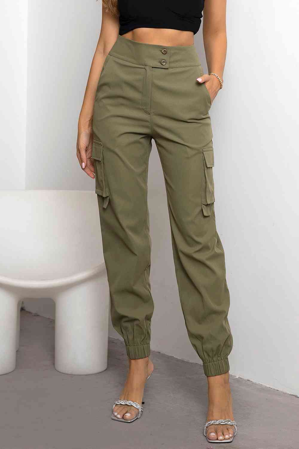 Pantalon cargo taille haute