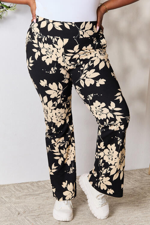 Heimish Pantalon évasé floral taille haute pleine taille