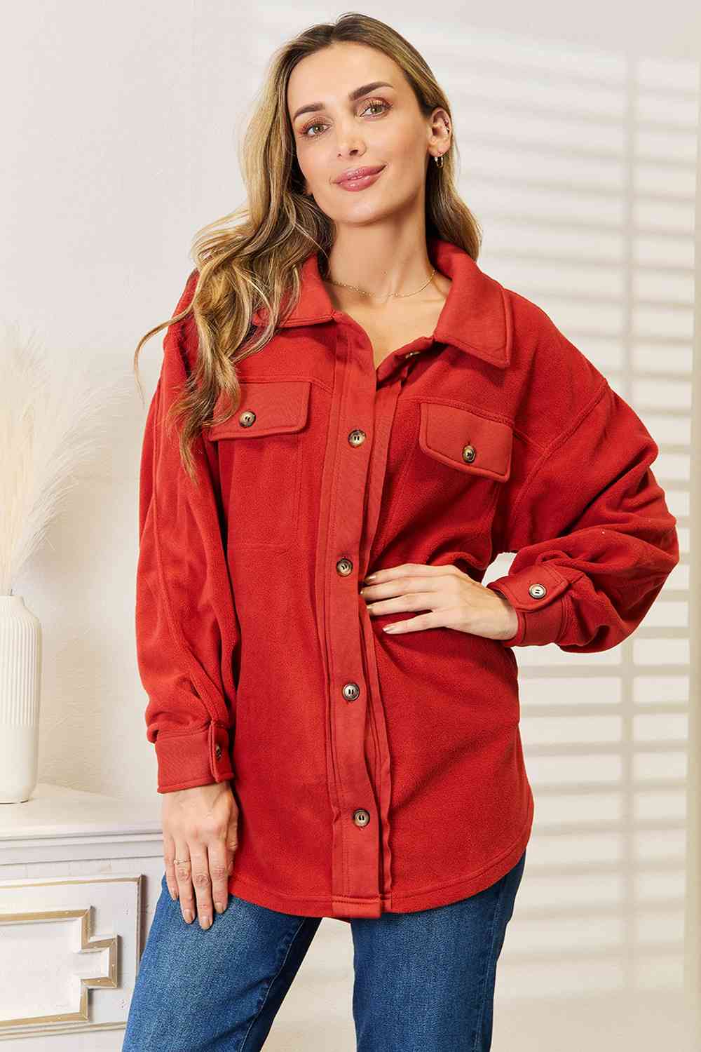 Veste boutonnée pleine taille Heimish Cozy Girl