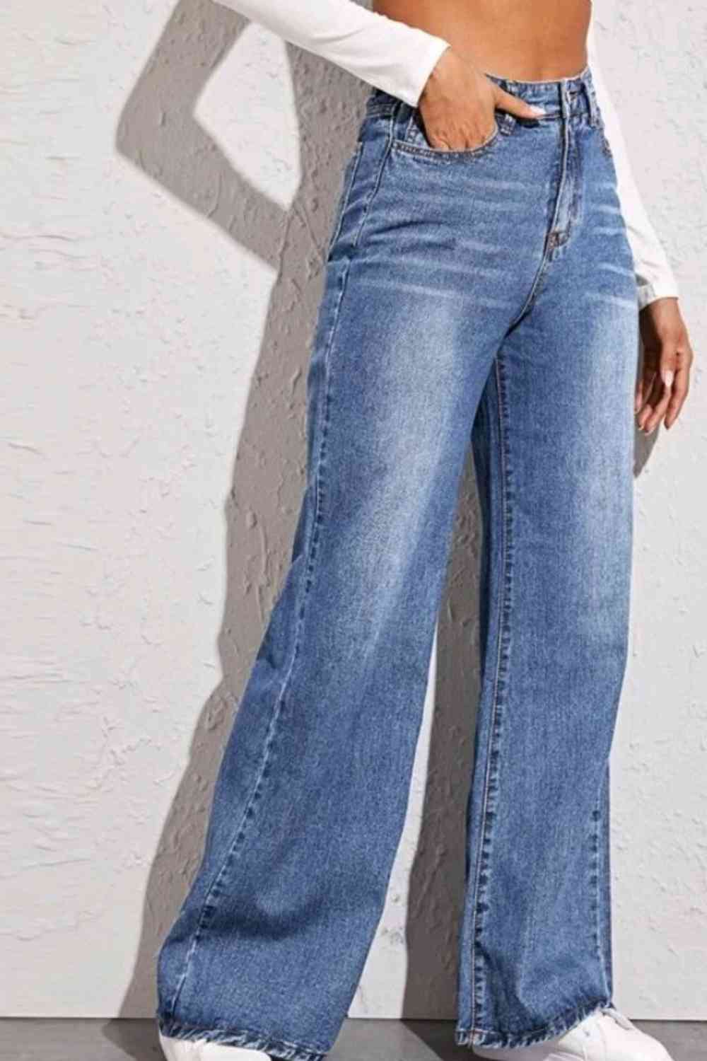 Jeans anchos de cintura alta