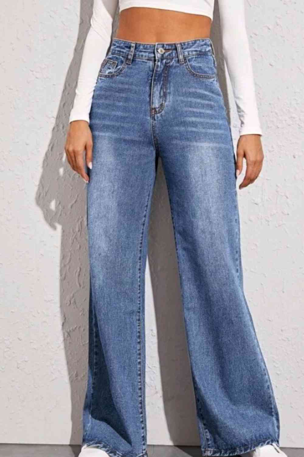 Jeans anchos de cintura alta