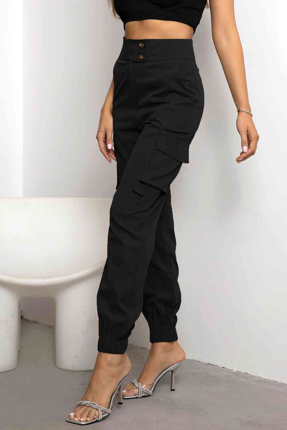 Pantalon cargo taille haute