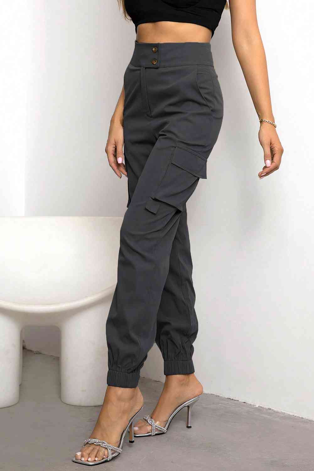 Pantalon cargo taille haute