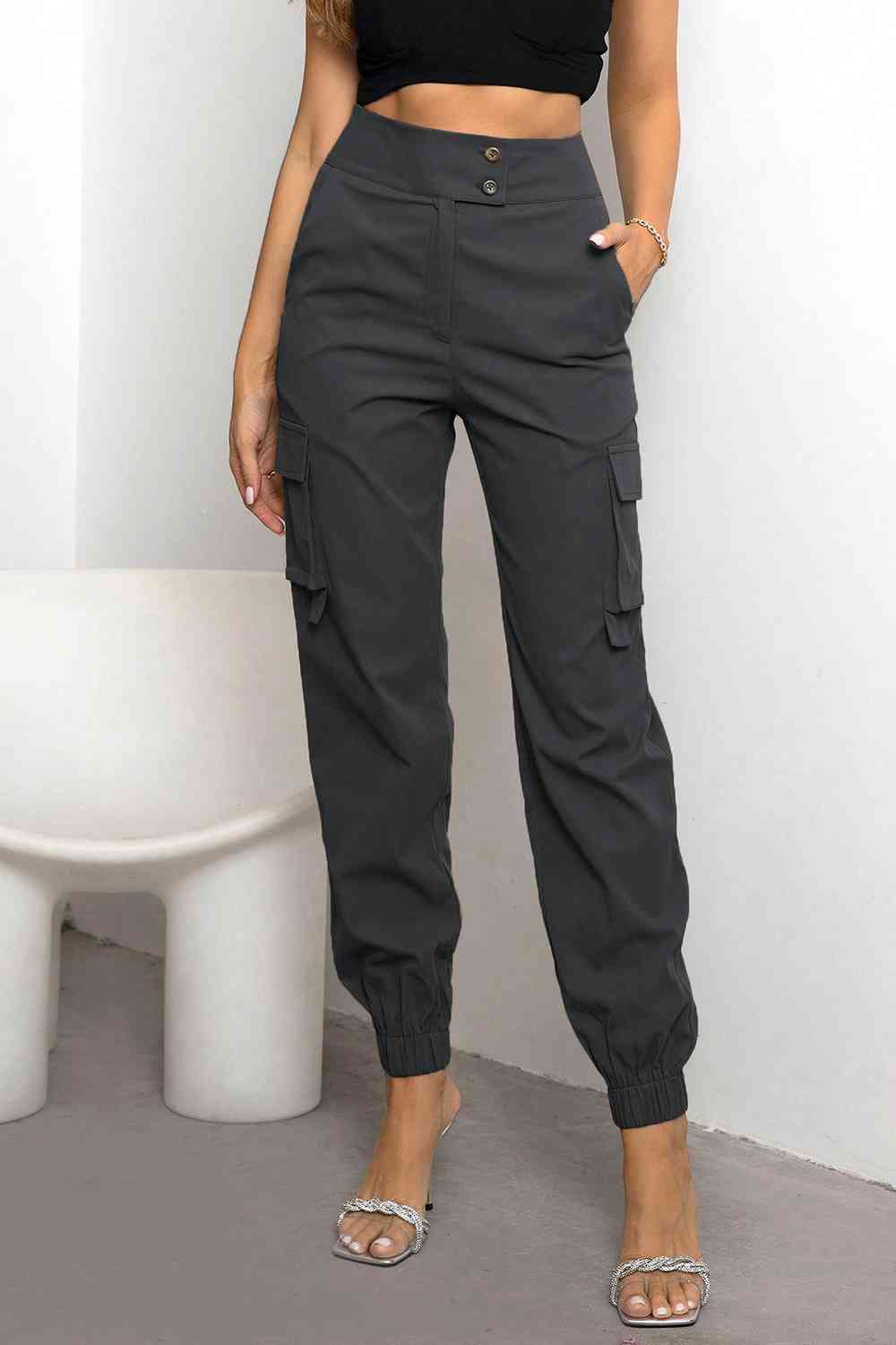 Pantalon cargo taille haute