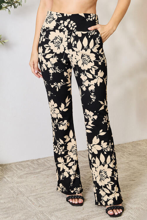 Heimish Pantalon évasé floral taille haute pleine taille