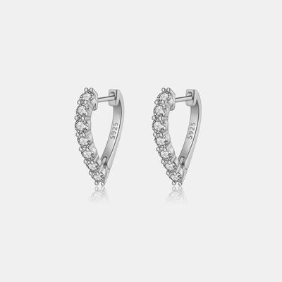 Boucles d'oreilles coeur en argent sterling 925 avec zircon incrusté