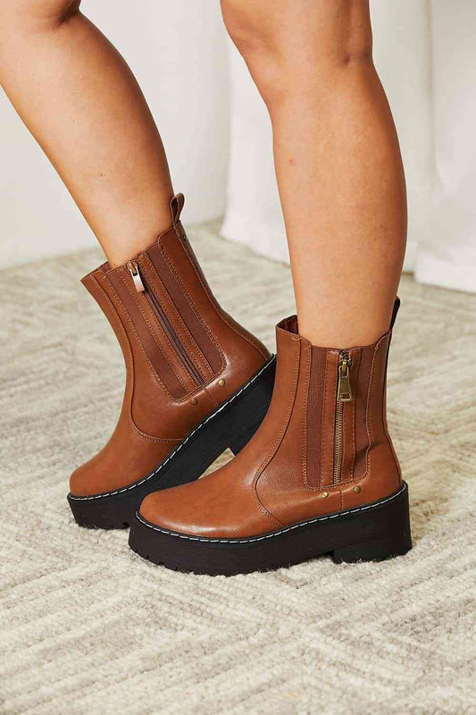 Bottes à plateforme avec fermeture éclair latérale Forever Link