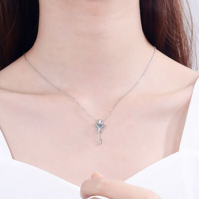 Collier en argent sterling 925 moissanite en forme de clé