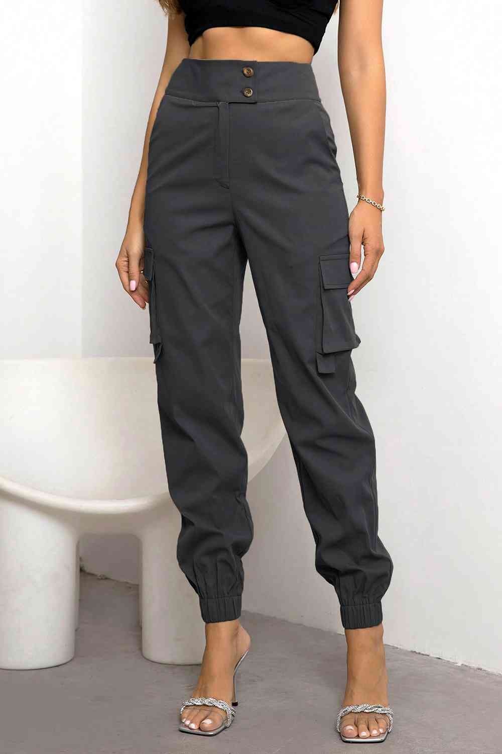 Pantalon cargo taille haute