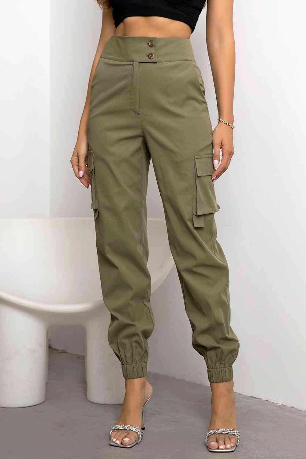 Pantalon cargo taille haute