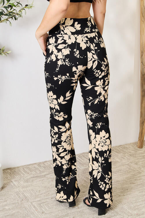 Pantalones acampanados florales de cintura alta de tamaño completo Heimish