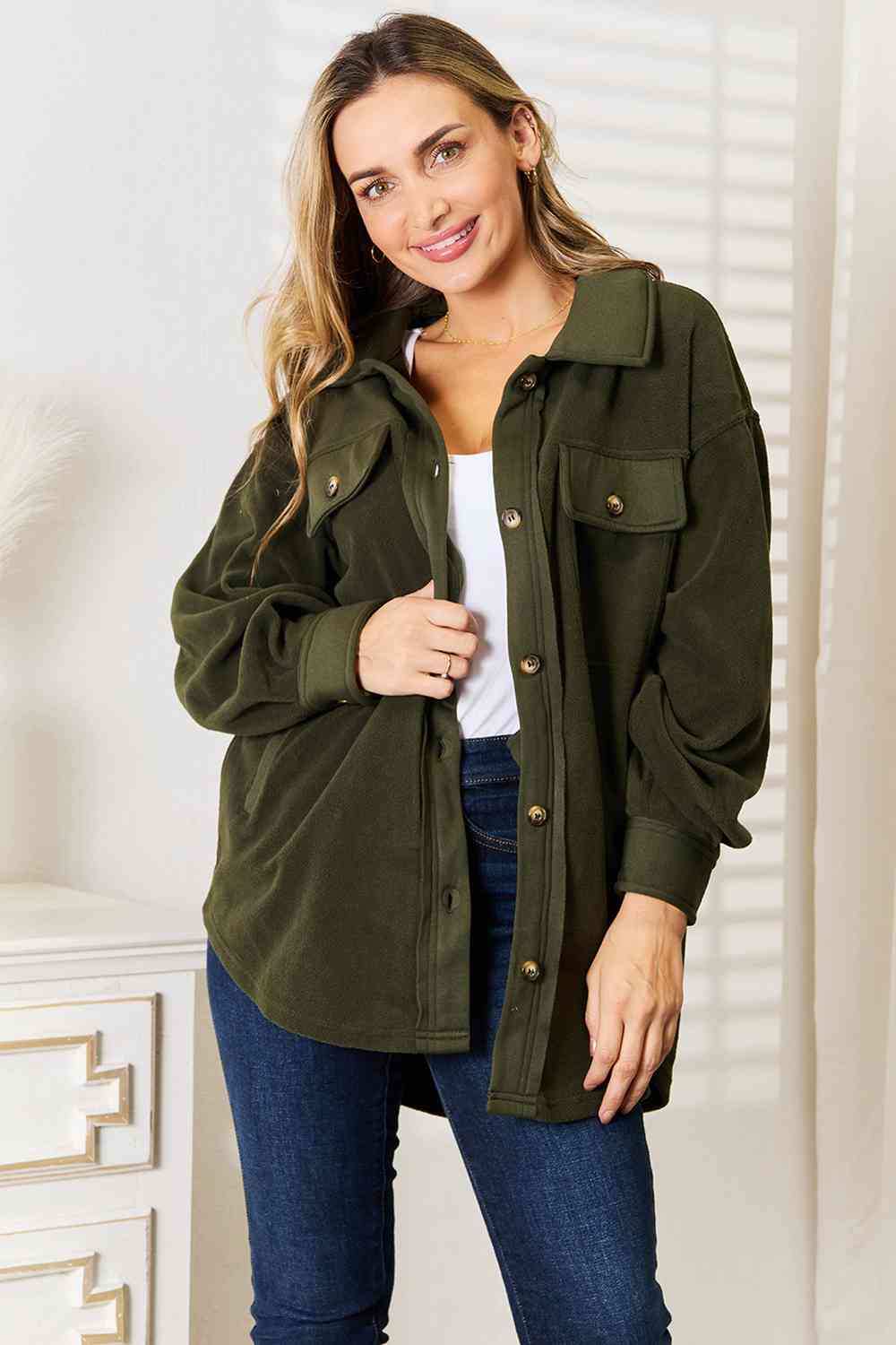 Veste boutonnée pleine taille Heimish Cozy Girl