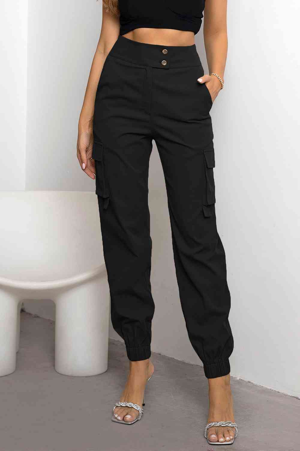 Pantalon cargo taille haute