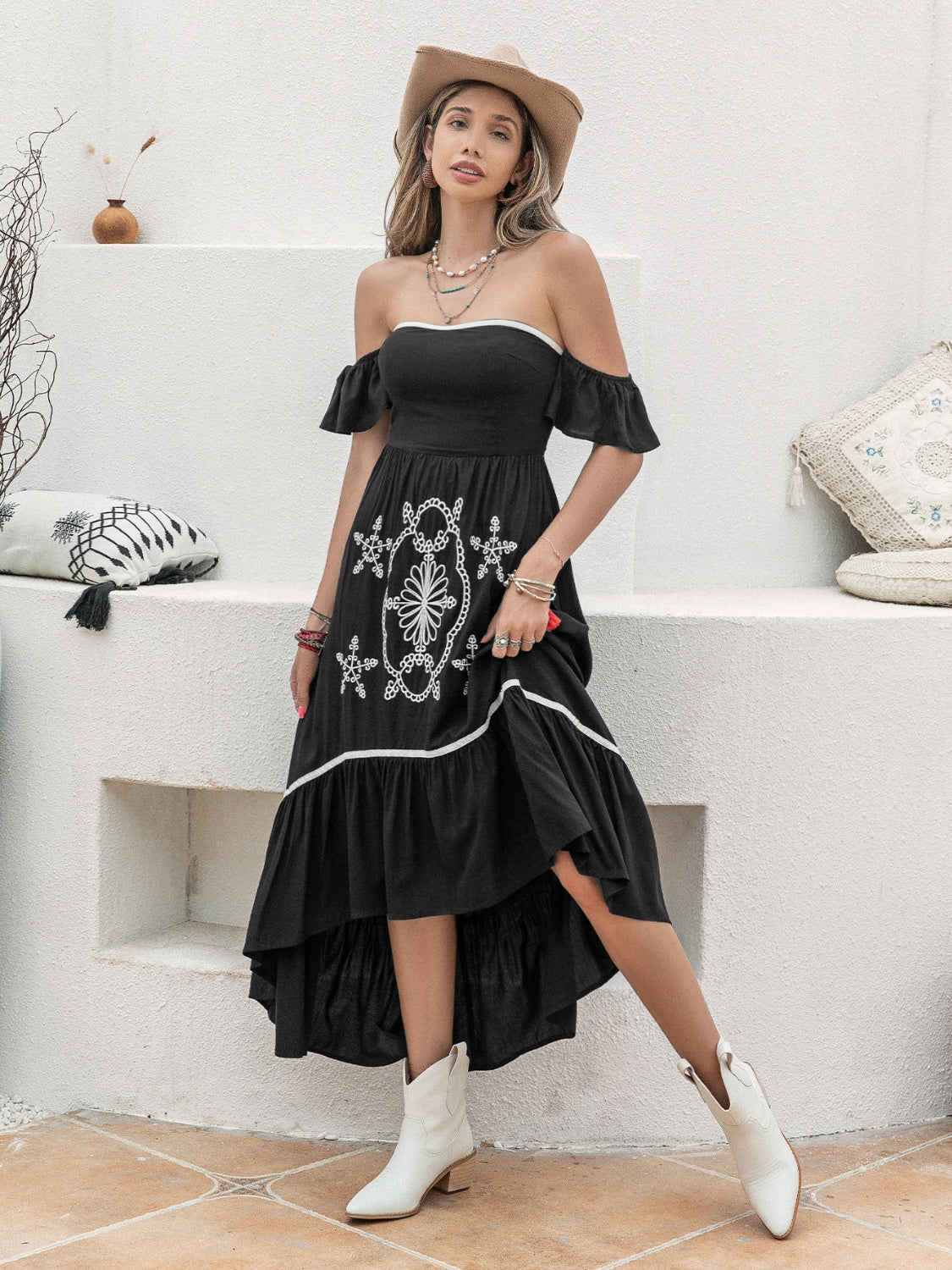 High-Low Off-Shoulder Dress