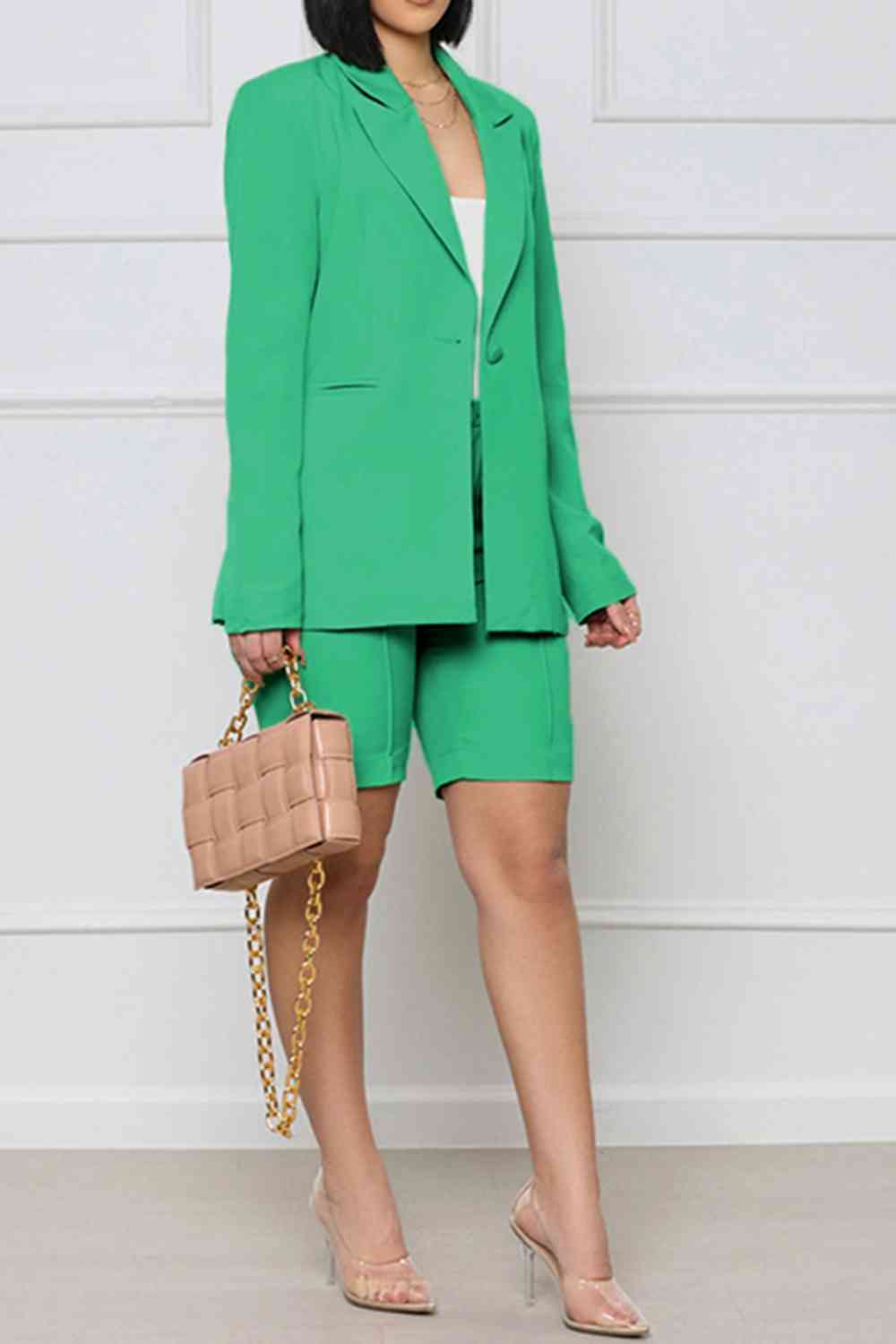 Long Sleeve Blazer and Shorts Set