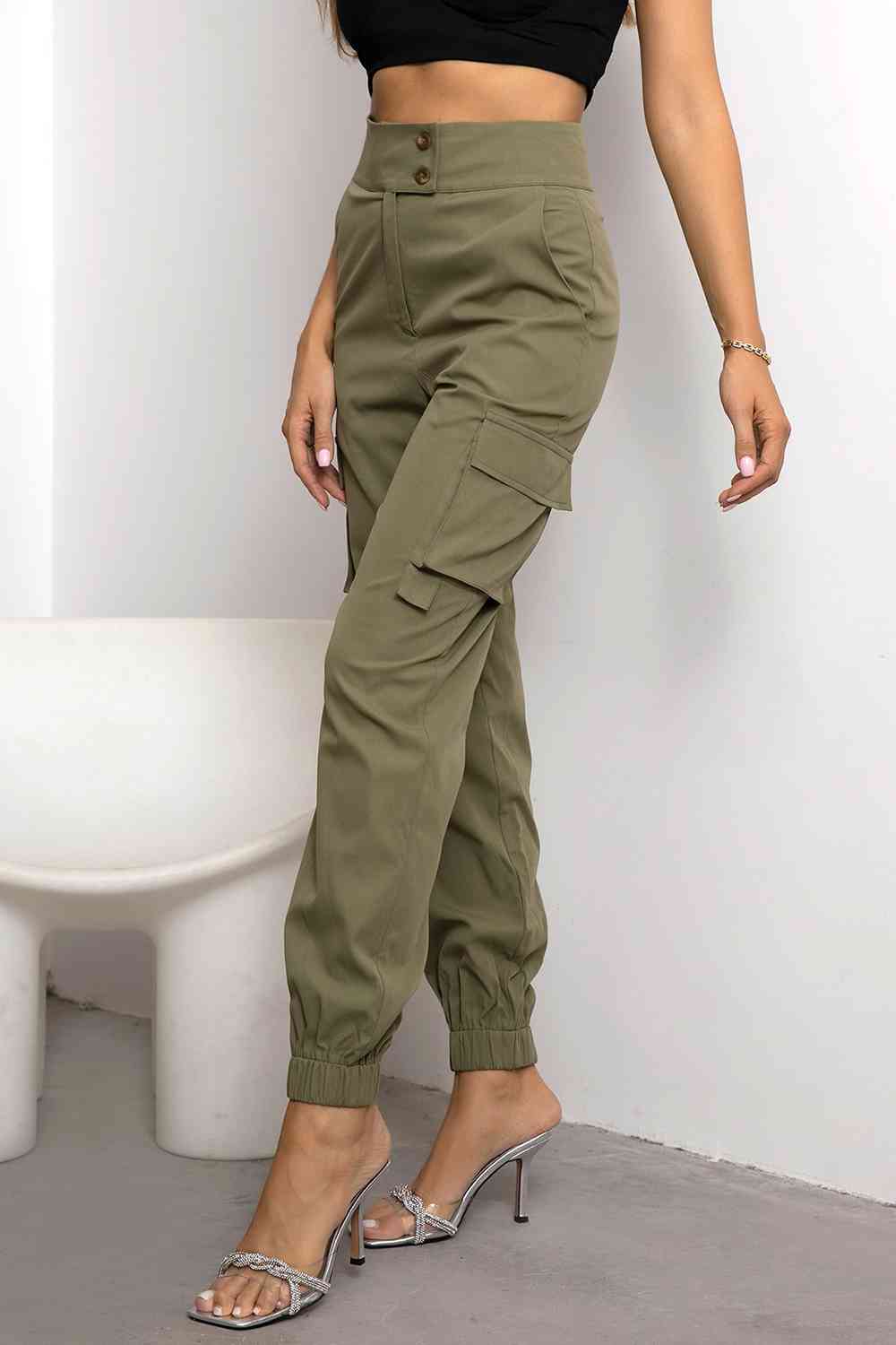 Pantalon cargo taille haute